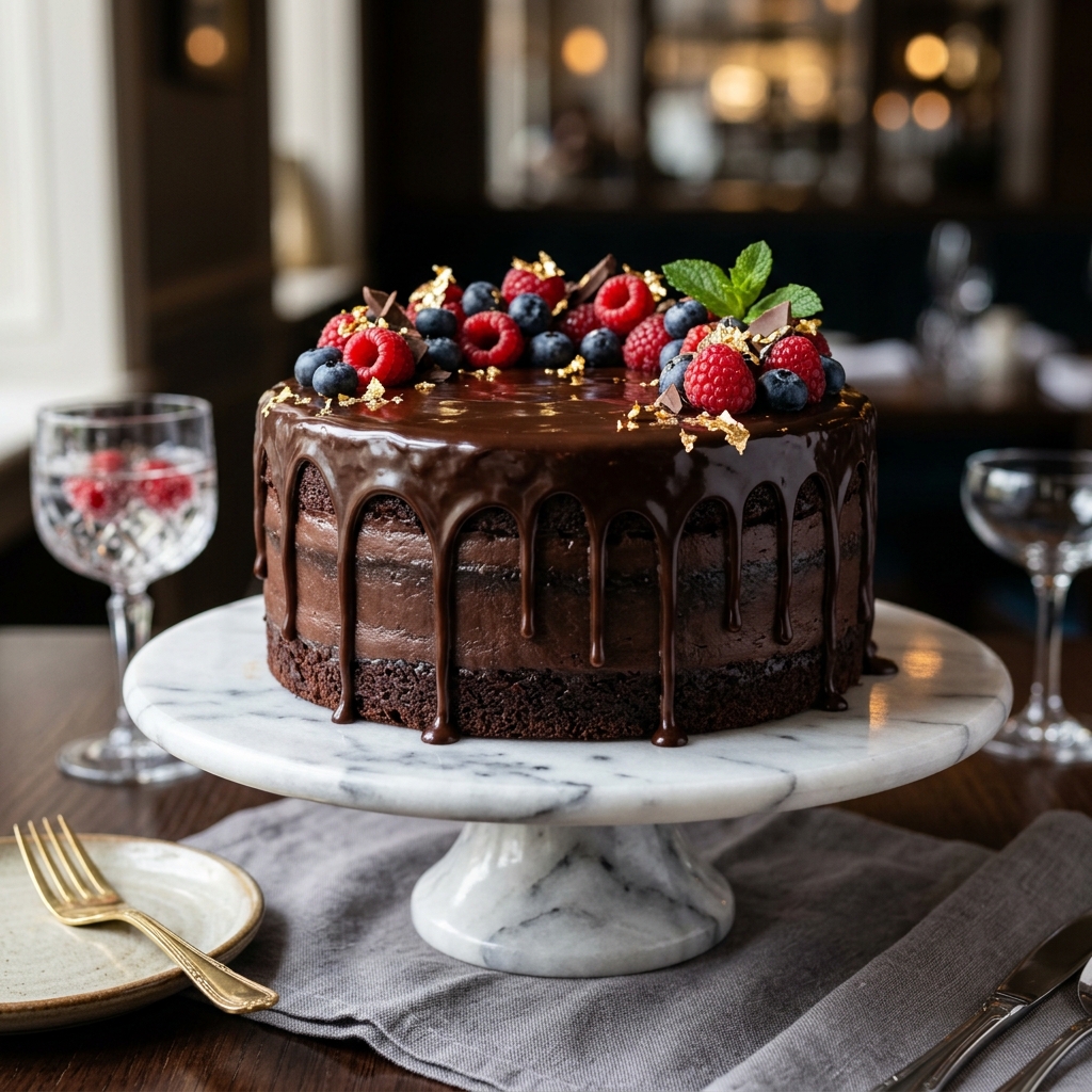 Dark Chocolate Truffle Drip Cake